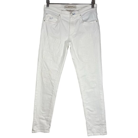 Jacob Cohen Made in Italy White Distressed Straight Leg Jean size 25 - Picture 1 of 11